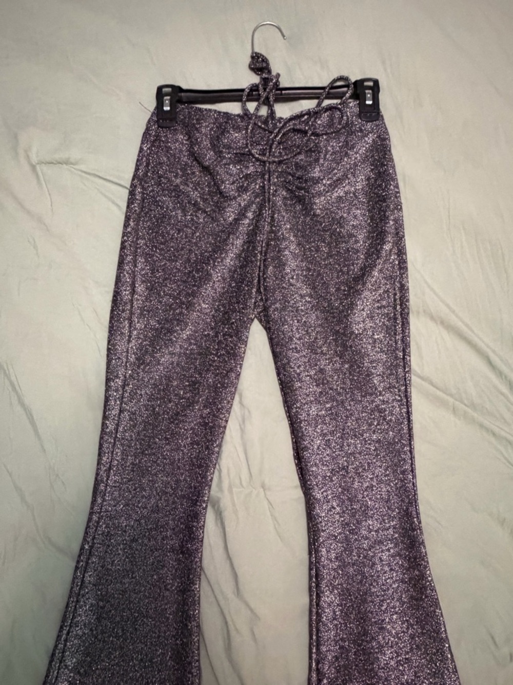 Shimmery Purple Flare Bottoms - Glitter Lounge Pants